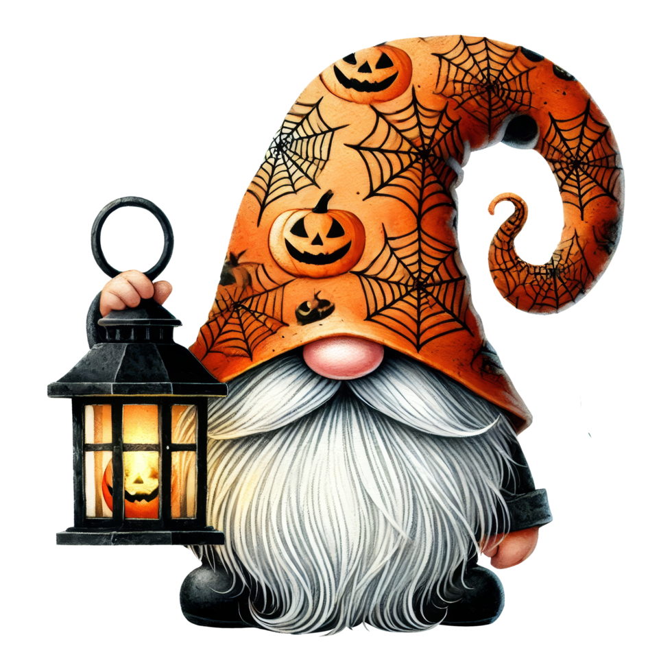 Halloween Gnome with Lantern png