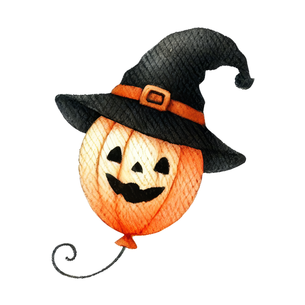 Pumpkin with Hat Halloween Illustration png