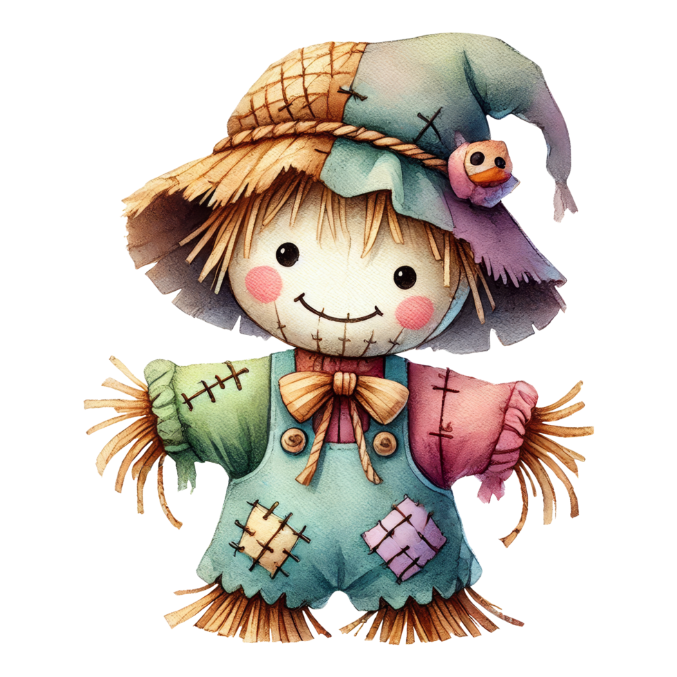 Cute Watercolor Scarecrow Illustration png