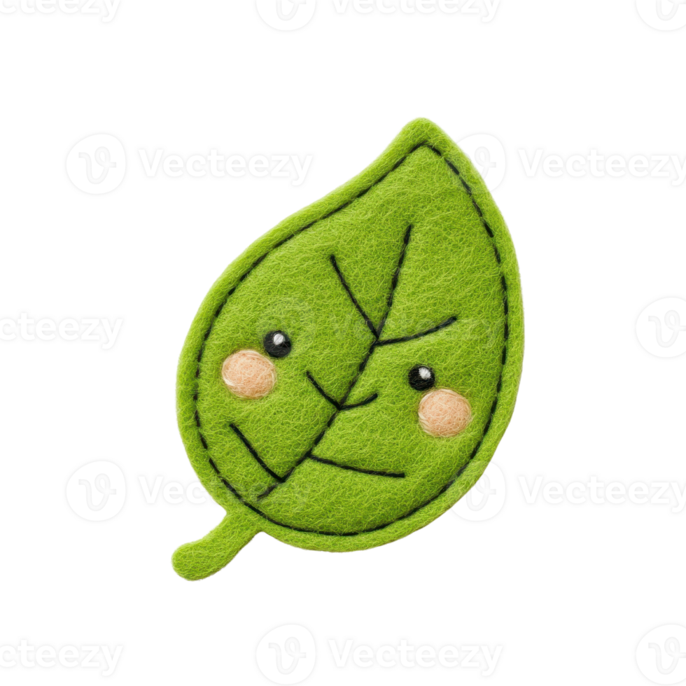 Cute felt leaf design featuring a smiling face, perfect for creative projects and nature-themed decorations. png