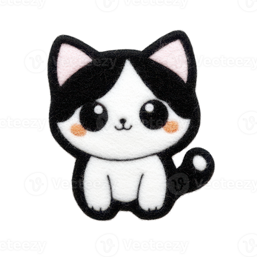 Cute and playful cartoon cat character with big eyes and a charming expression. Perfect for children's illustrations and designs. png