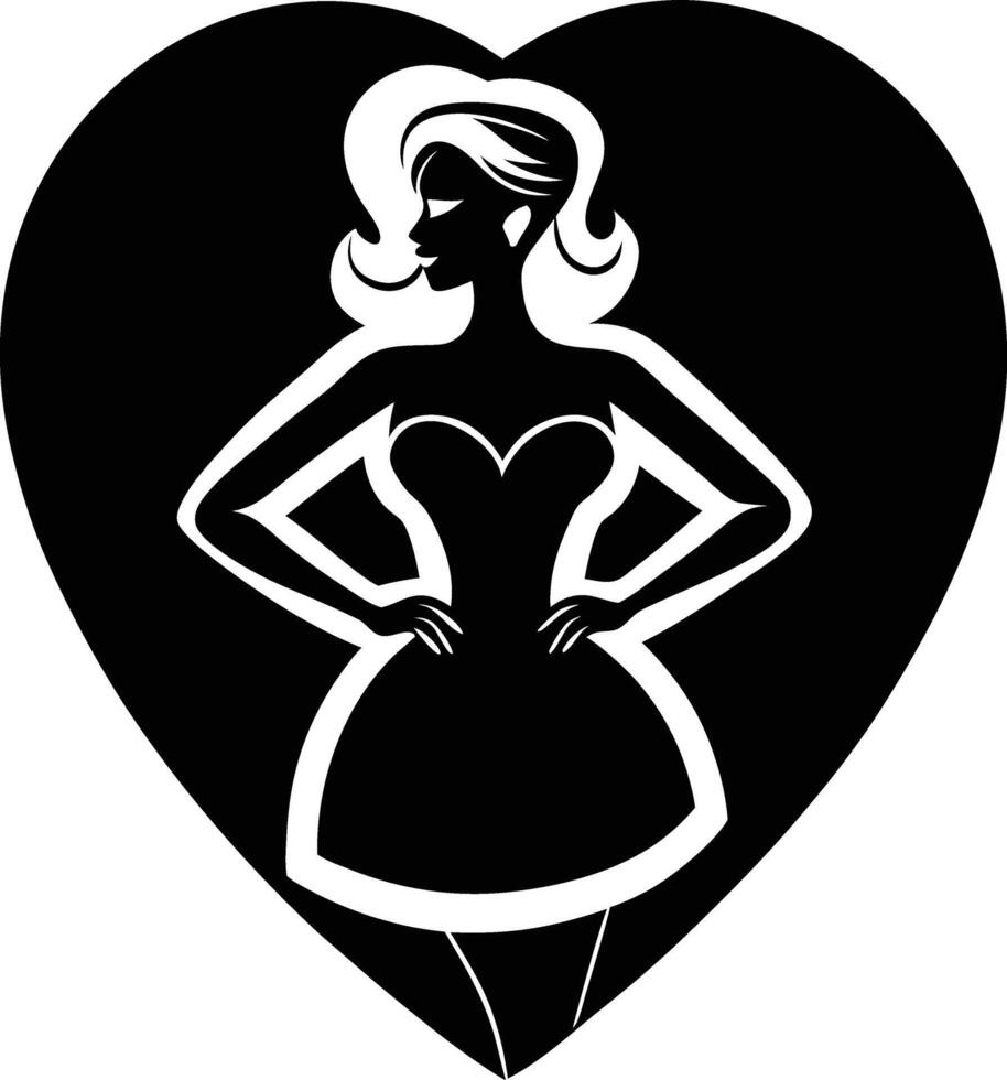 Charming female silhouette in Love Shape vector