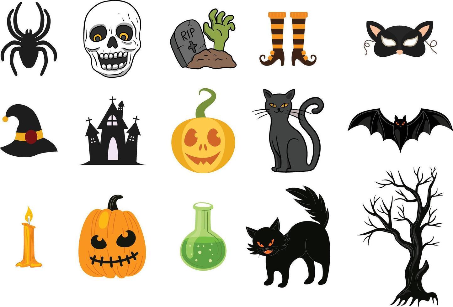 Hand drawn Halloween element set vector