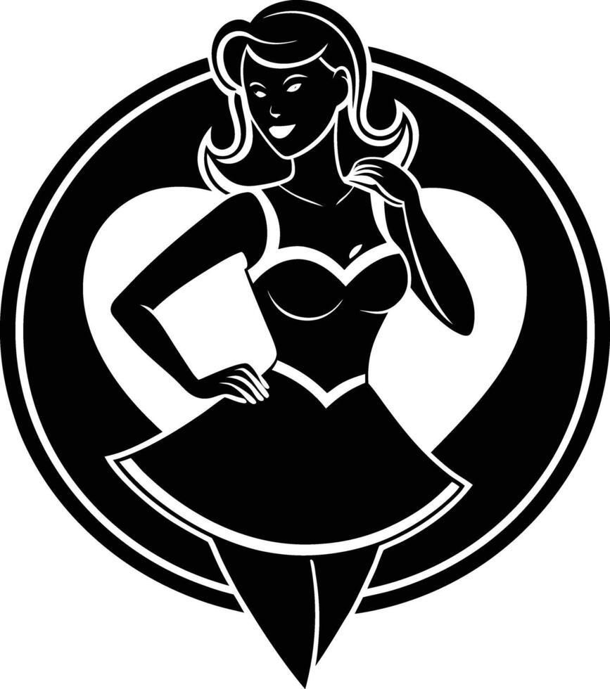 Modern fashionable girl points with her hand vector
