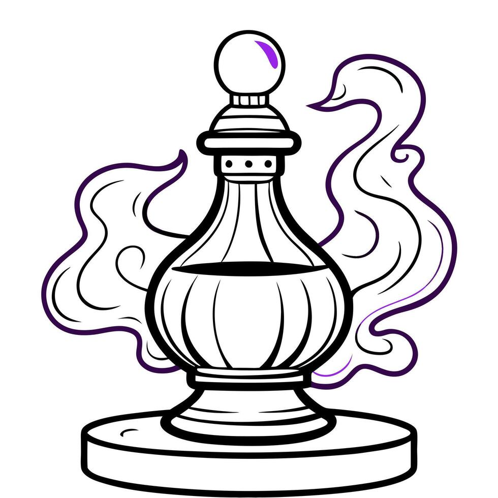 A drawing of a bottle with smoke coming out of it vector
