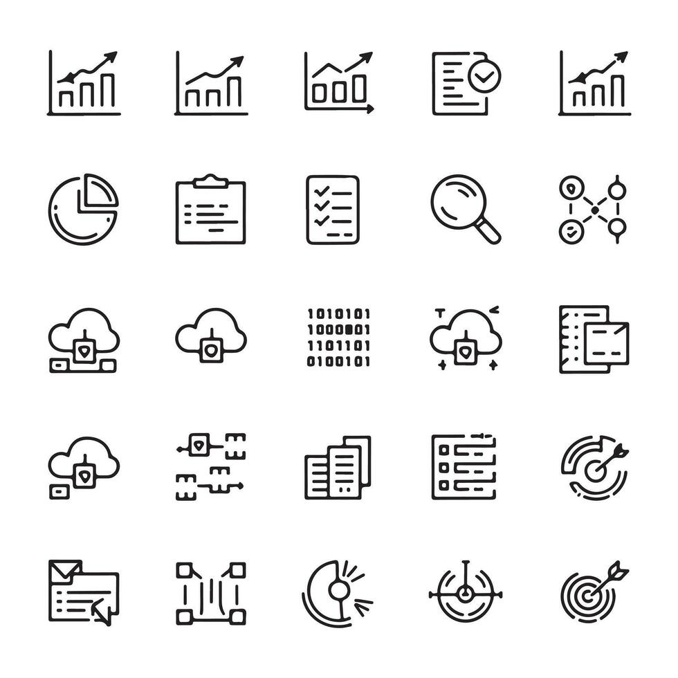 Data analytics icons set vector