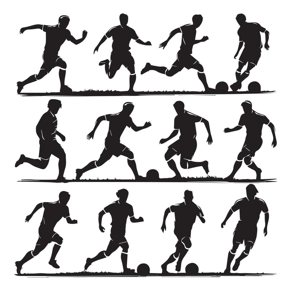 Soccer players silhouettes vector