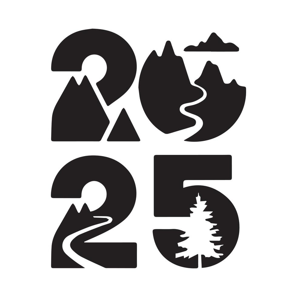 The new year is coming, and the number is in black and white vector