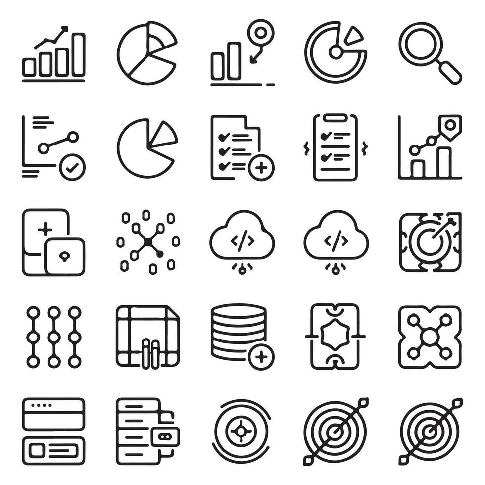 Set of data and analytics icons vector