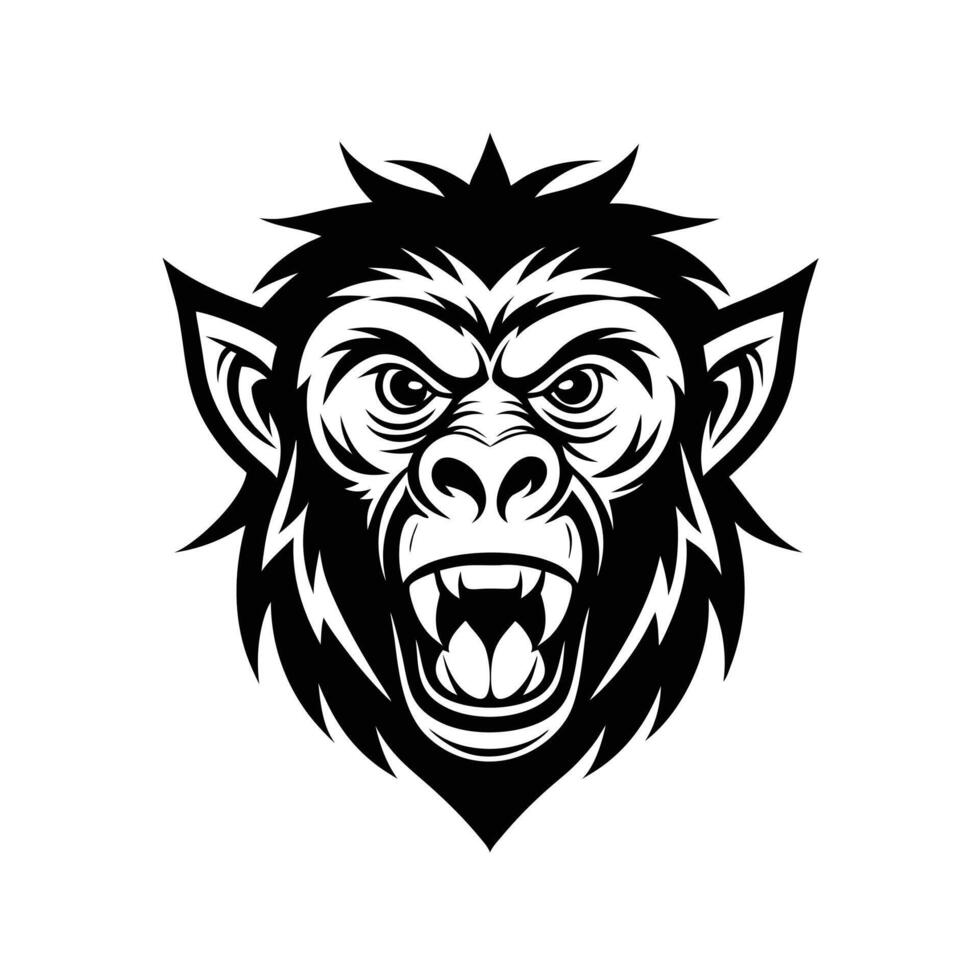 illustration of monkey head animal mascot logo on the abstract background vector