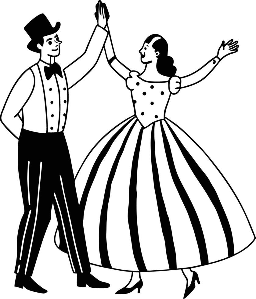 Formal dance scene between a man and a woman vector
