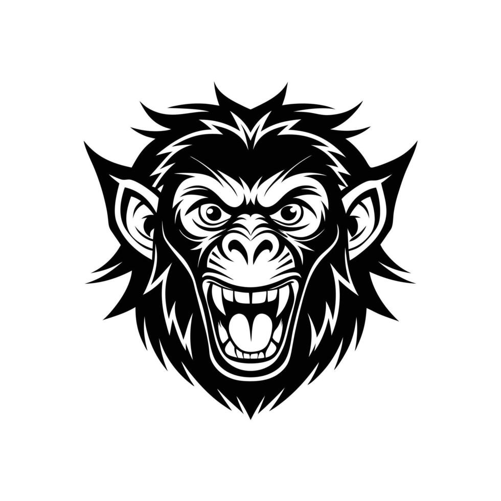 Wild angry gorilla head face vector