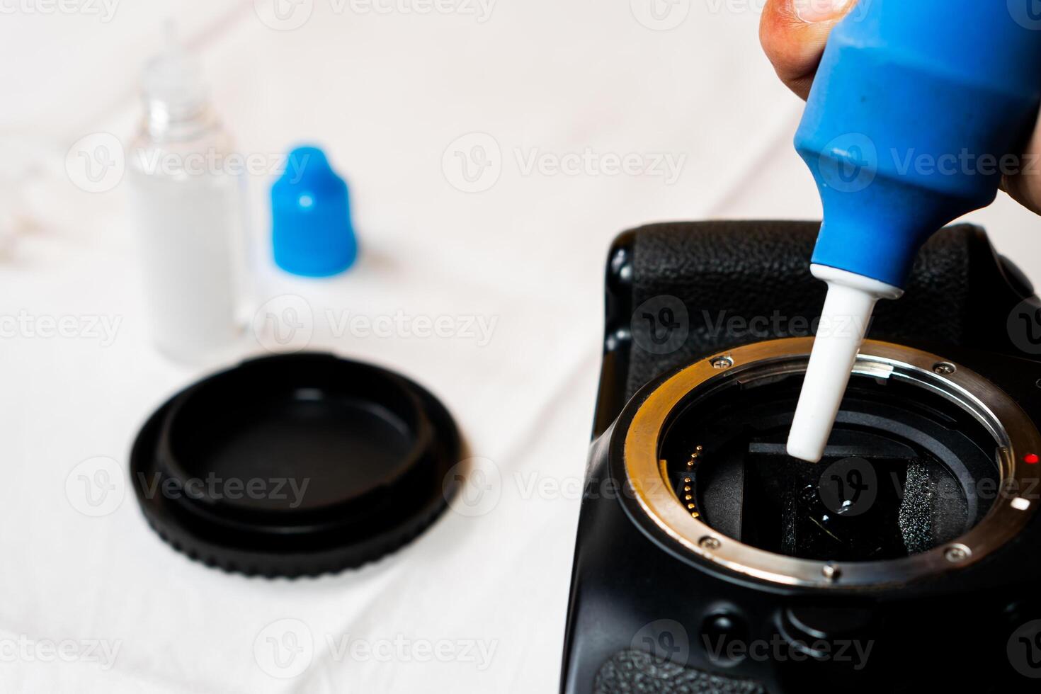 SLR Camera Sensor Cleaning with Swab photo