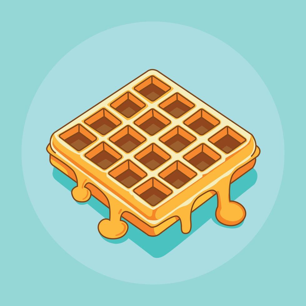 Waffle isometric icon decorated with caramel illustration vector