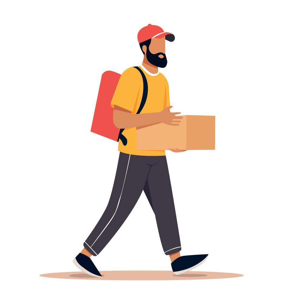 Courier carrying a box Delivery service vector