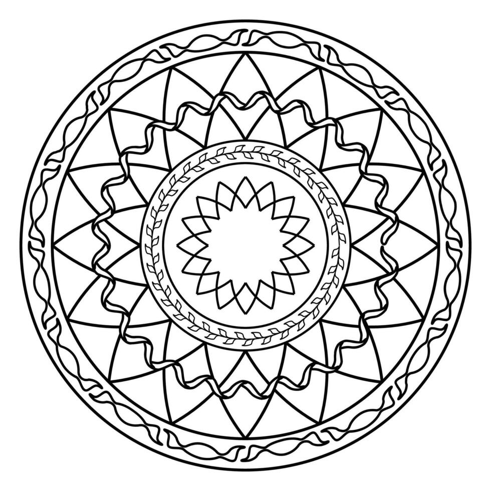 Mosaic classic outline medallion. Circle ornate roseton pattern. Abstract round composition for interior decoration, ceramic tile, textile prints vector
