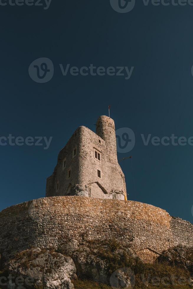 Ruins of medieval castle Mirow in Poland photo