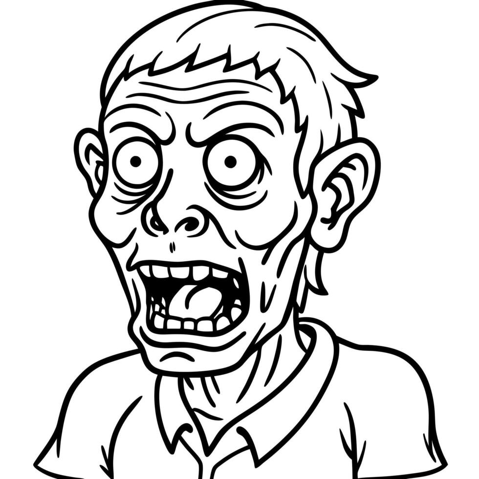 Zombie face coloring pages vector