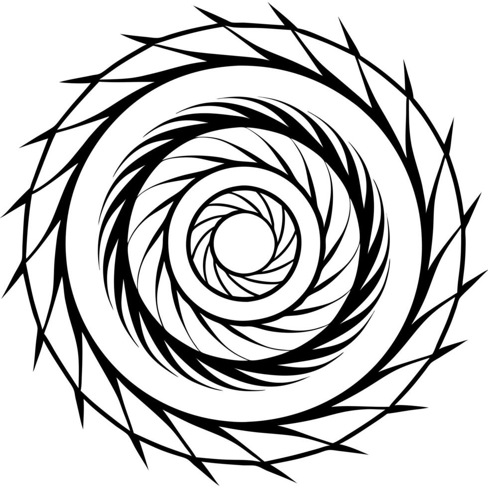 A black and white drawing of a spiral design vector