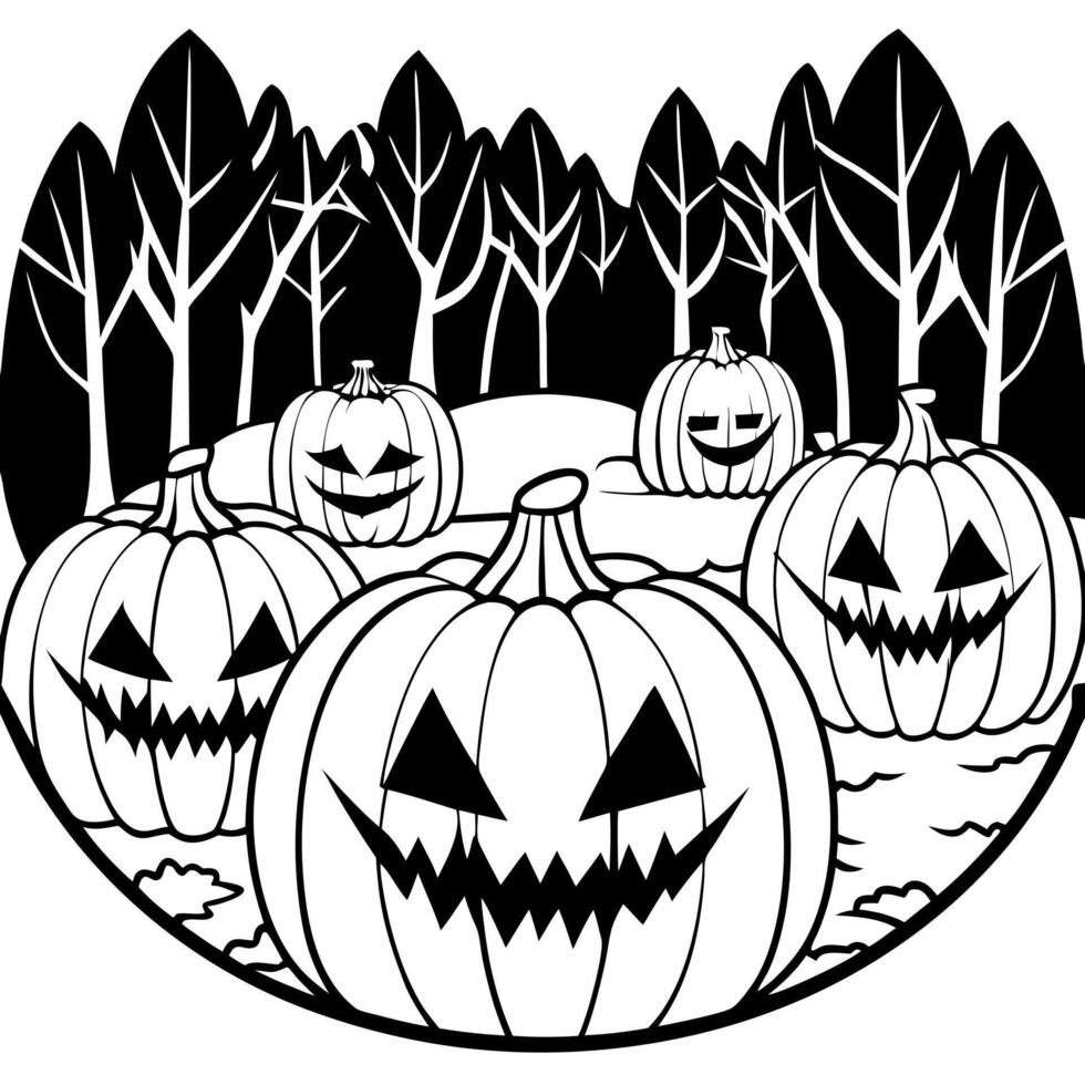 Halloween pumpkin coloring pages vector