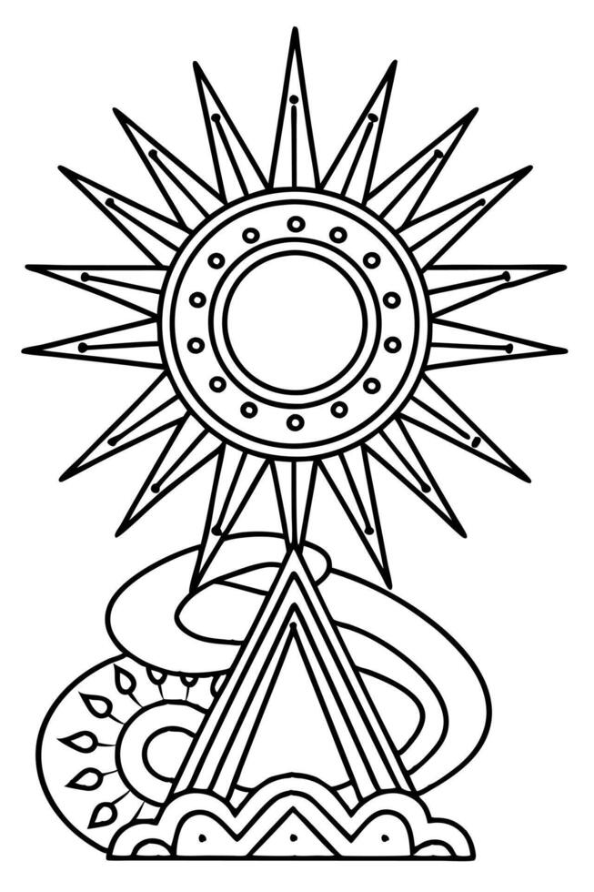 A sun and moon coloring page vector