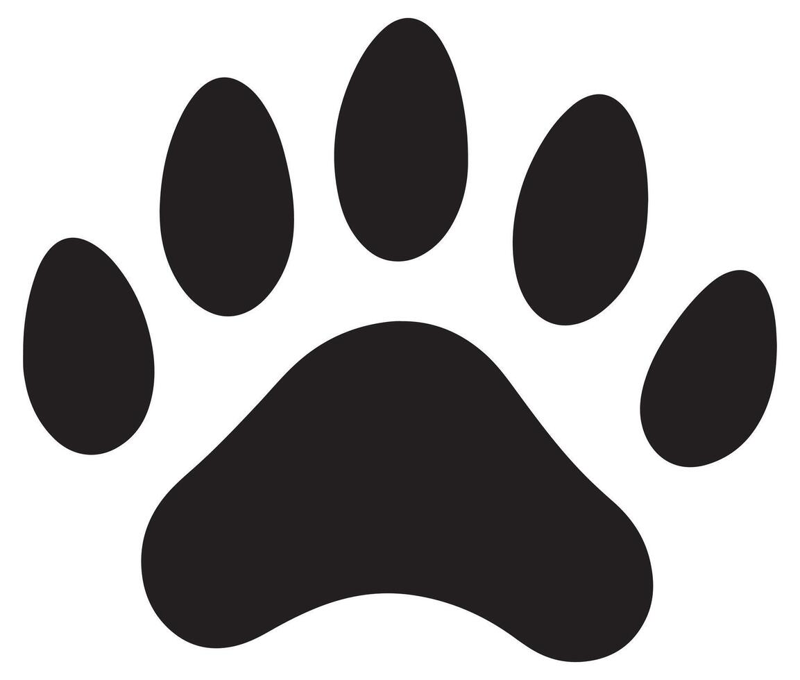A black and white paw print on a white background vector