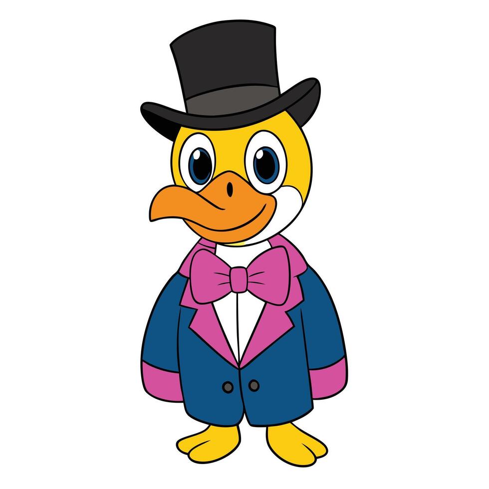 A cartoon duck wearing a top hat and suit vector