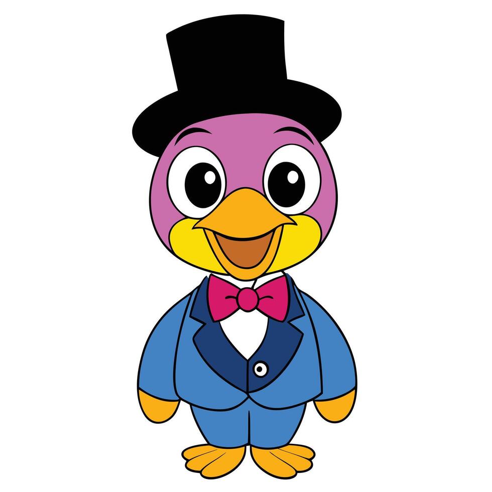 A cartoon duck wearing a top hat and suit vector
