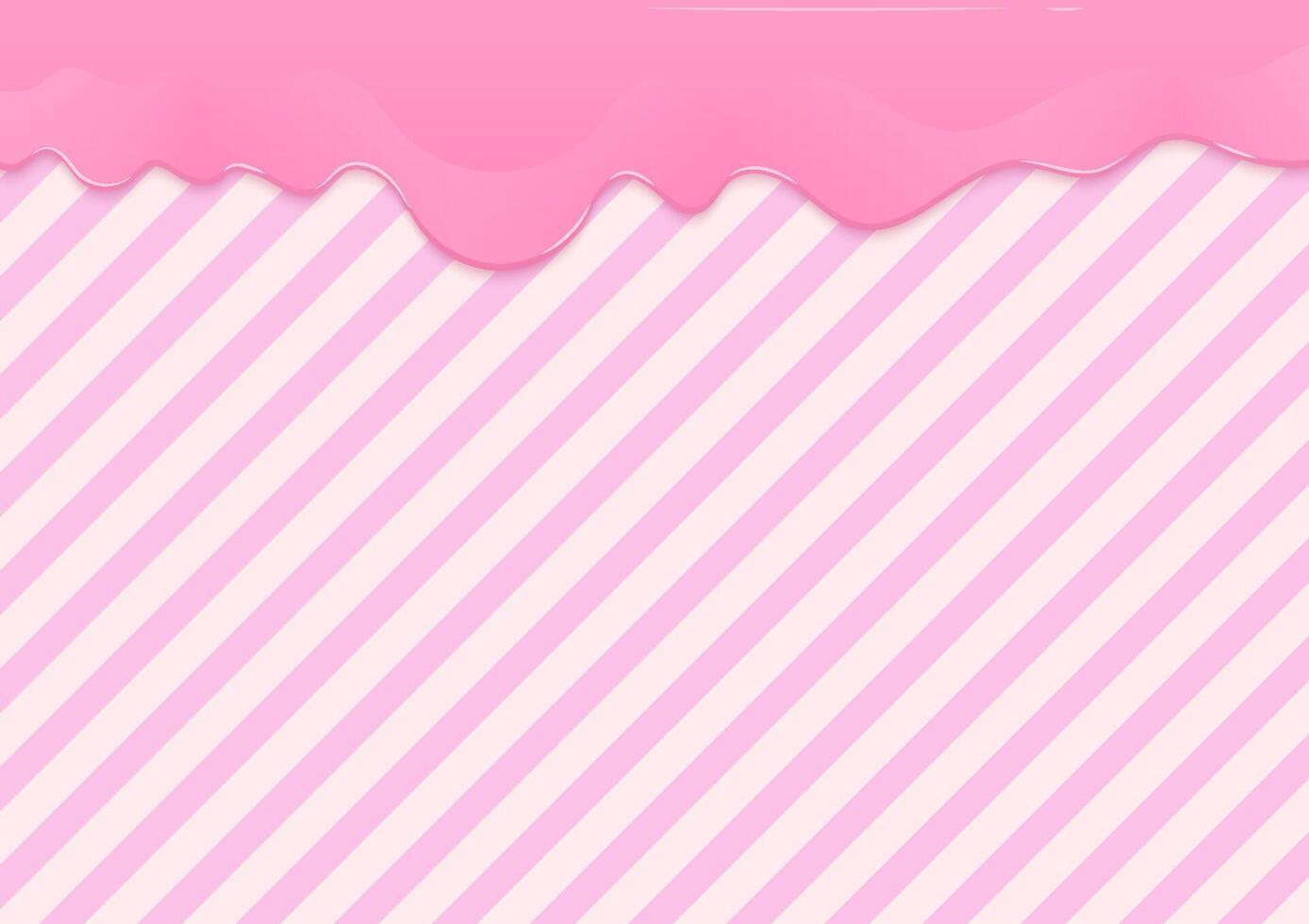 Pink melting icing on striped background vector