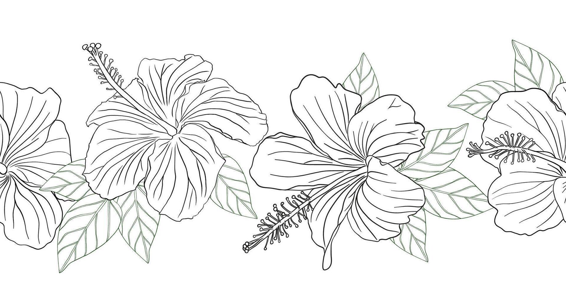 Hibiskus flower wreath seamless patern vector
