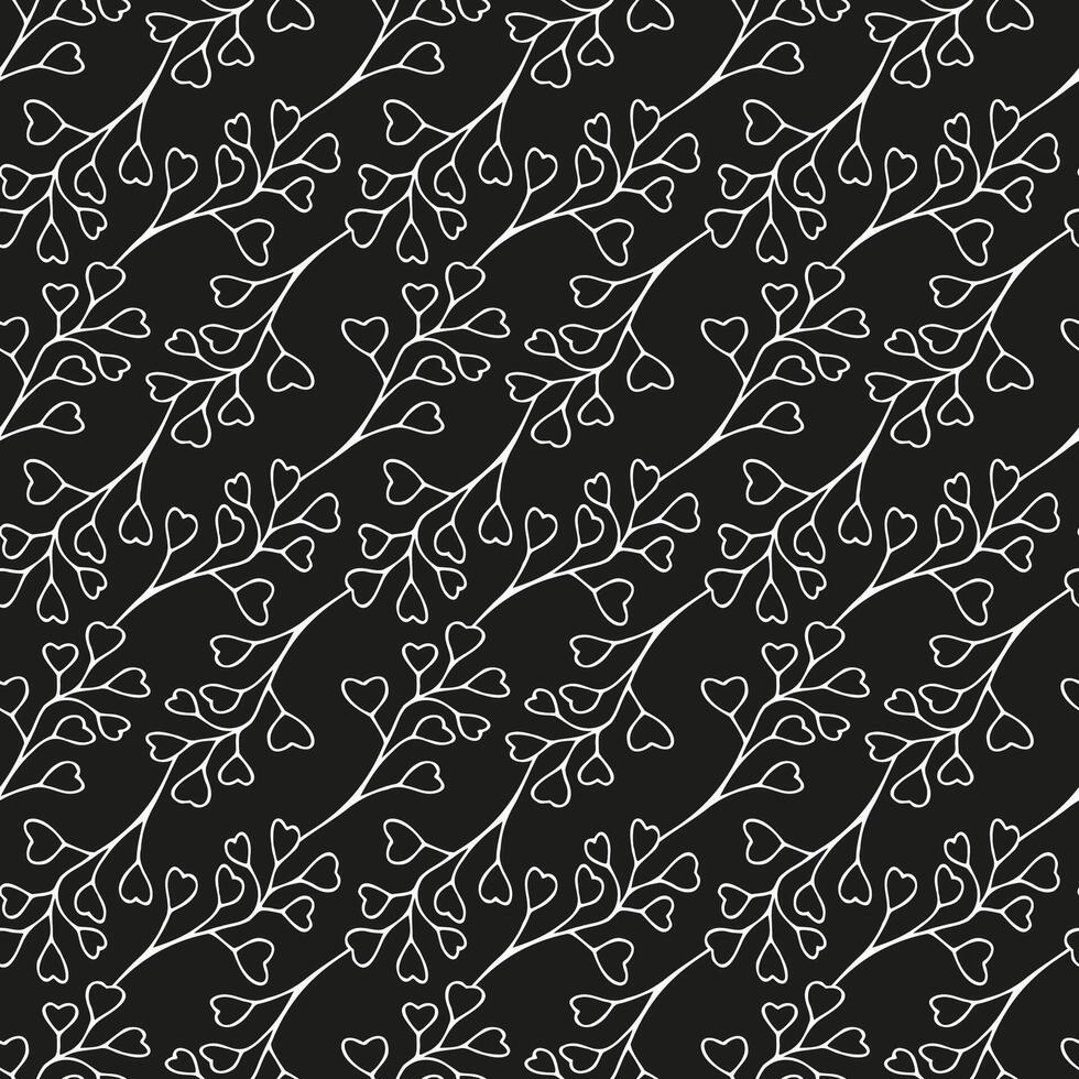 Leaves greenery seamless pattern with line art nature branch vector