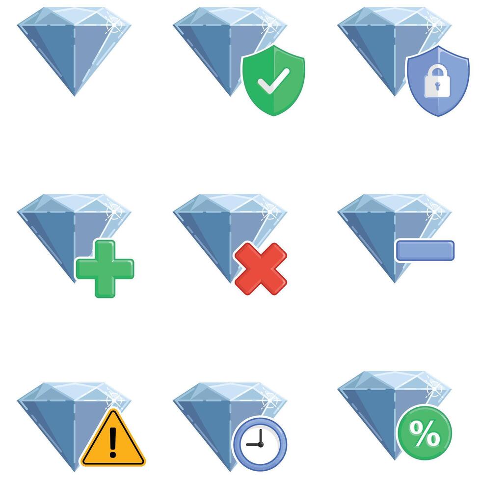 Diamond Gem Crystal Game Transaction Set vector