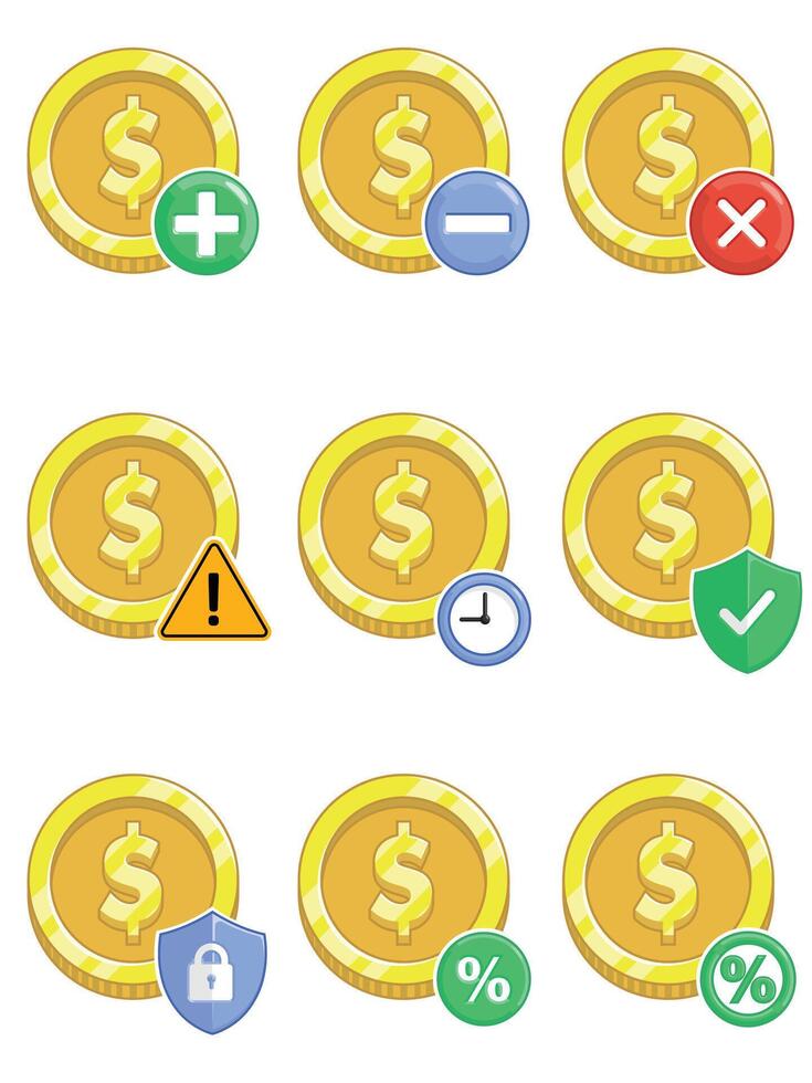 Coins Cash Money Mobile Payment Set vector