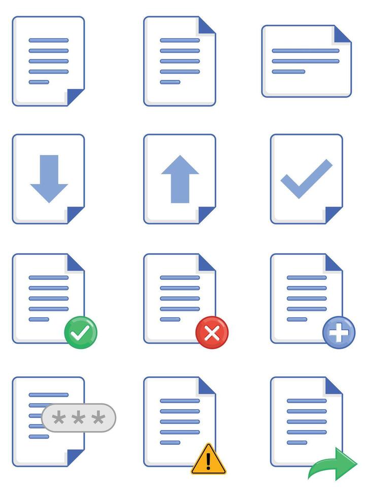 File Office Paperwork Document Technology Set vector