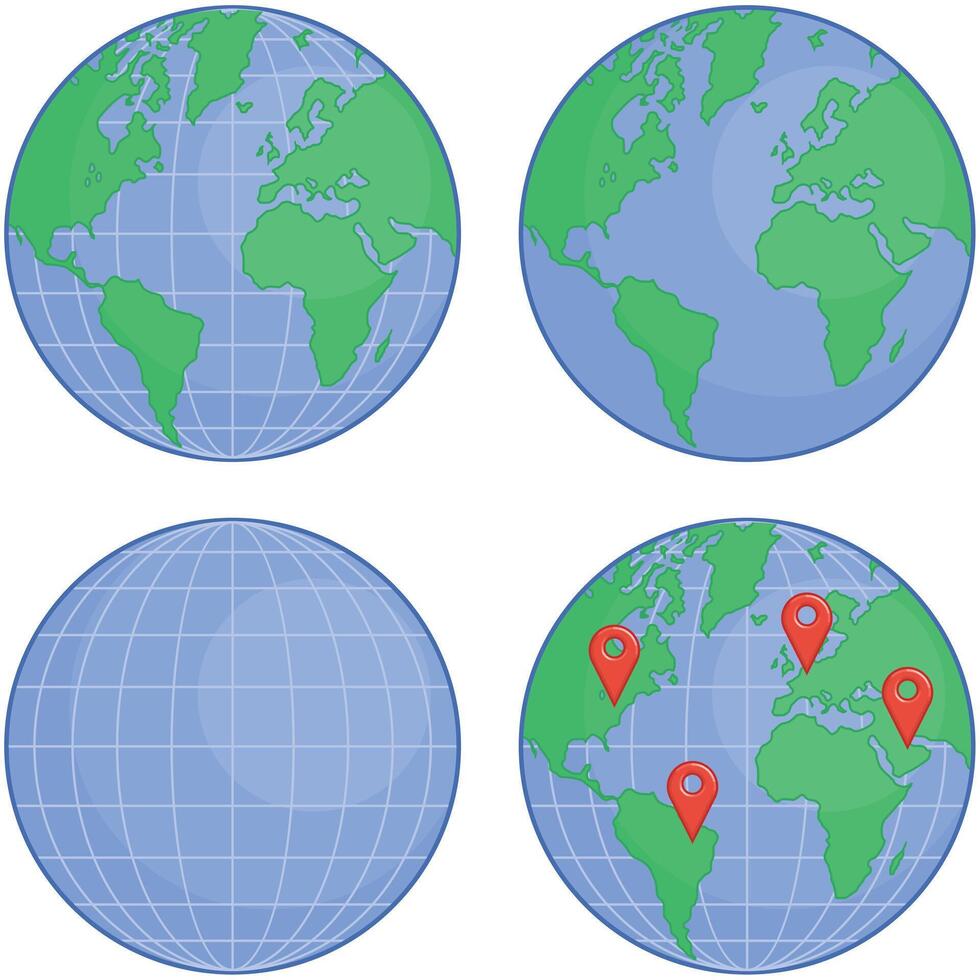 World Globe Earth Sphere Ball Set vector