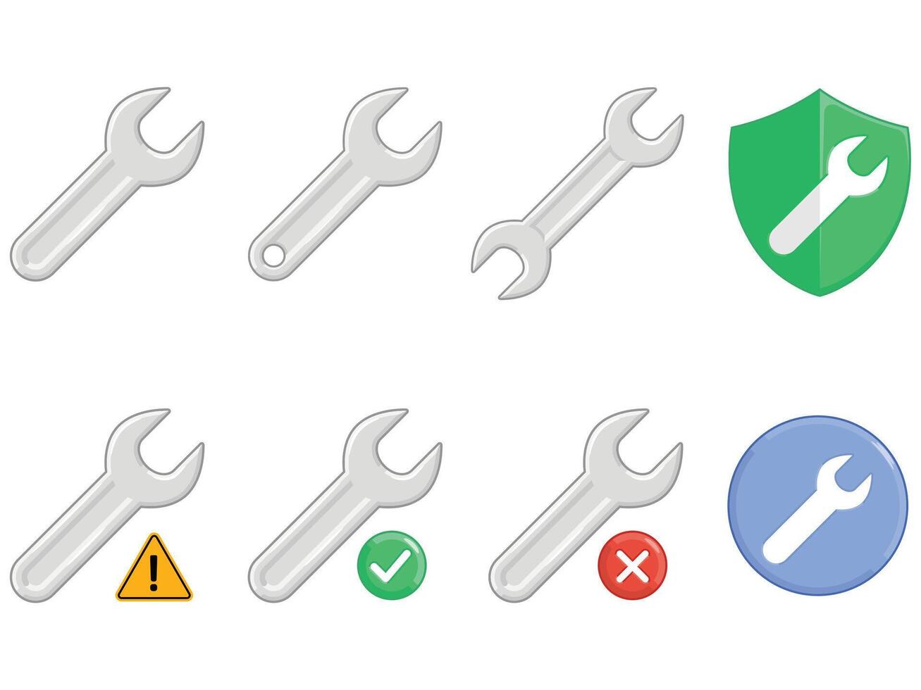 Wrench Garage Spanner Repair Service Set vector