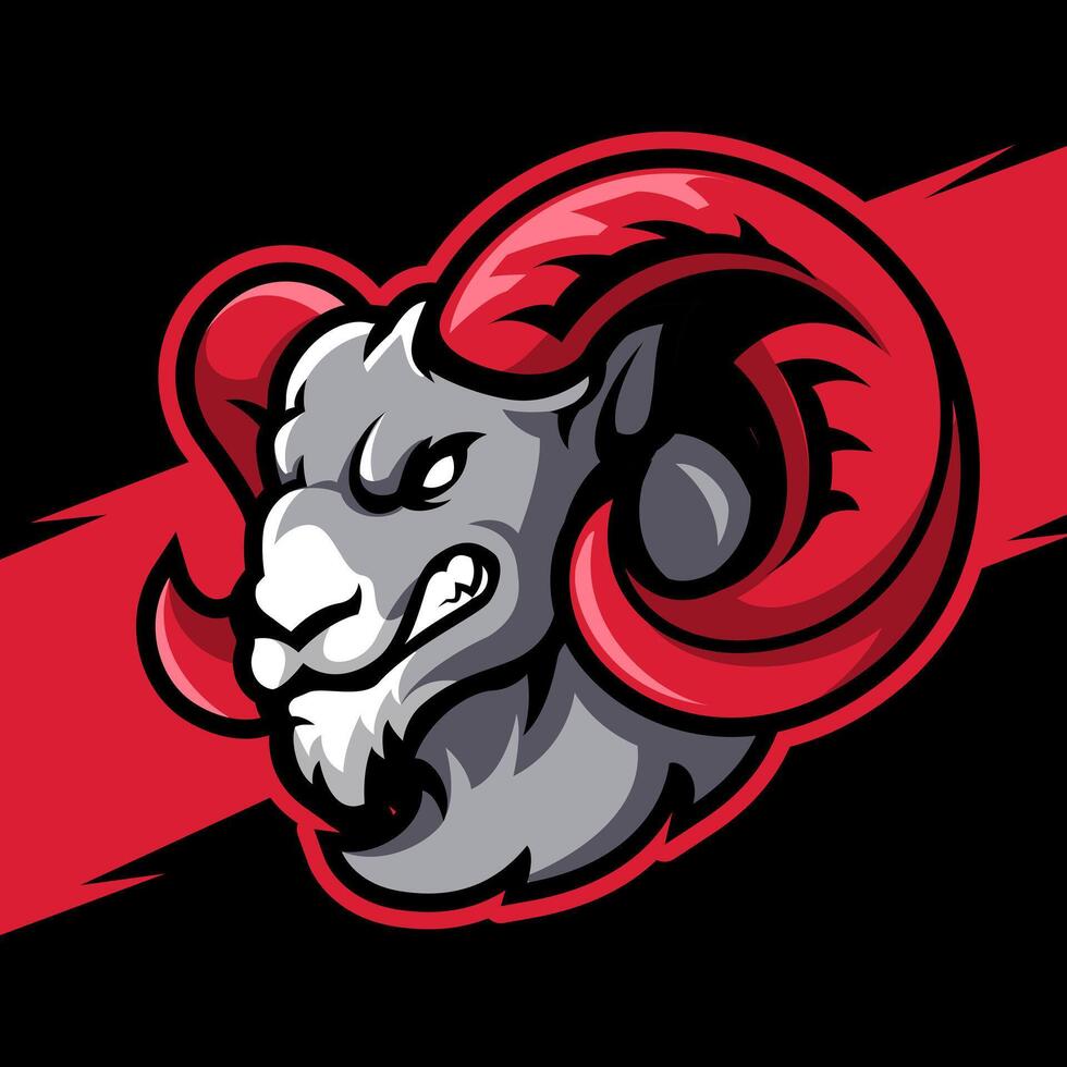 angry bighorn sheep head, mascot logo illustration for esport team and streamer vector