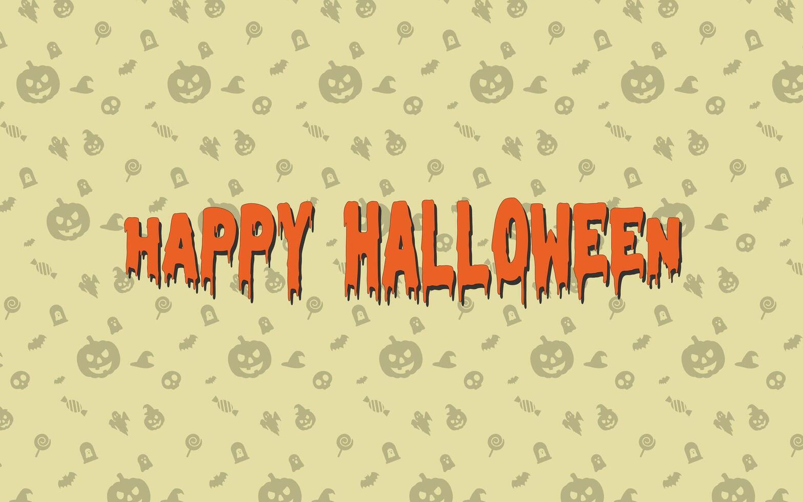 Happy Halloween text with spooky background vector