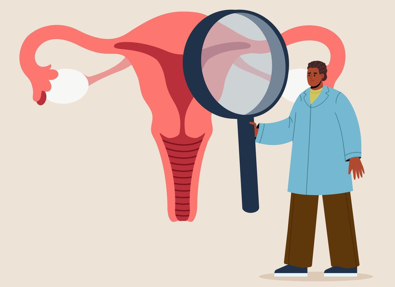 Illustration of a doctor diagnosing HPV virus vector