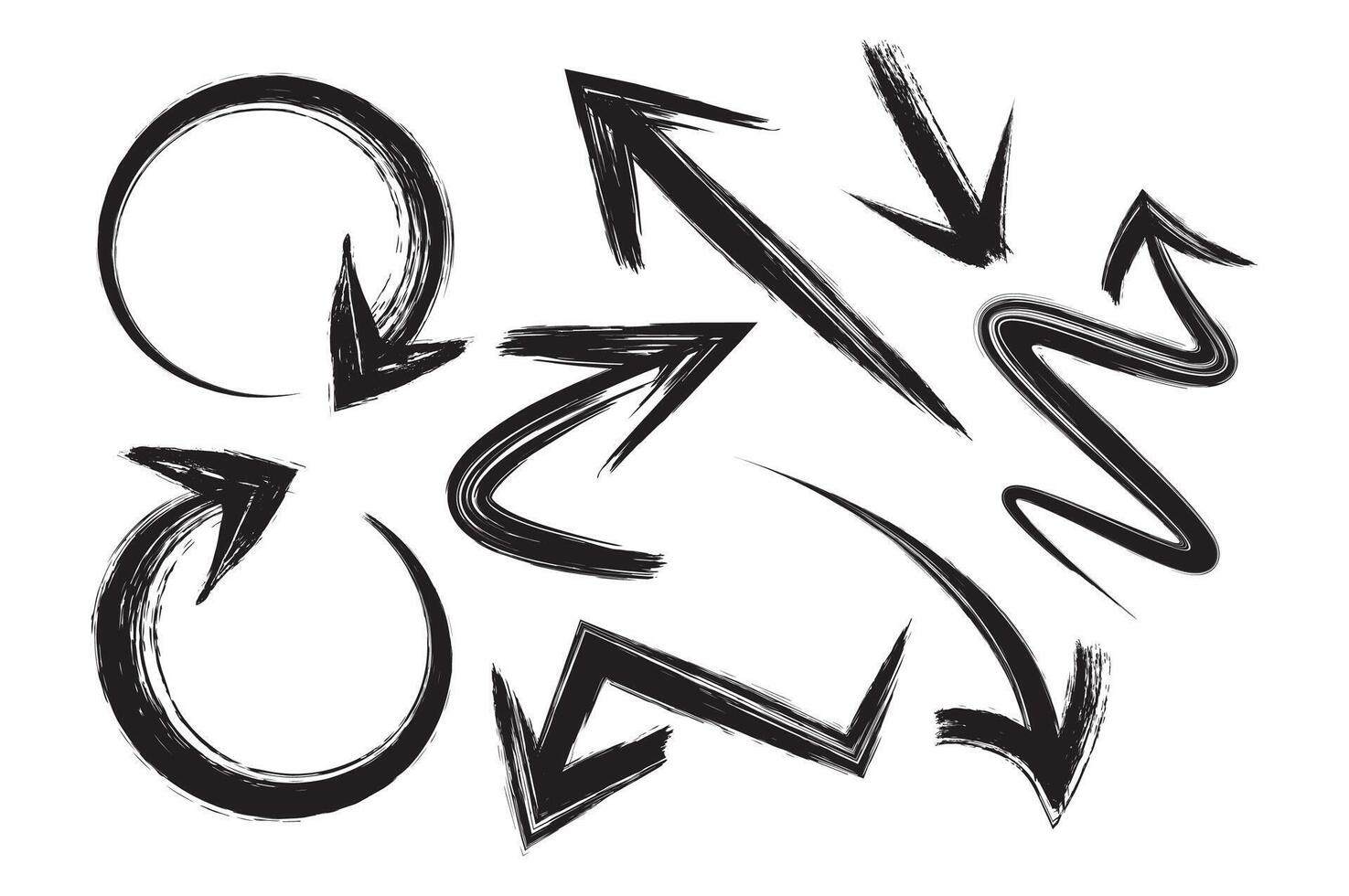 Grunge stroke brush Arrow pointer collection design vector