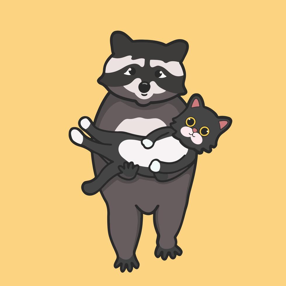 Animal Memes Raccoon Holding a Cat Sticker Cute Illustration 51782247 Vector Art at Vecteezy