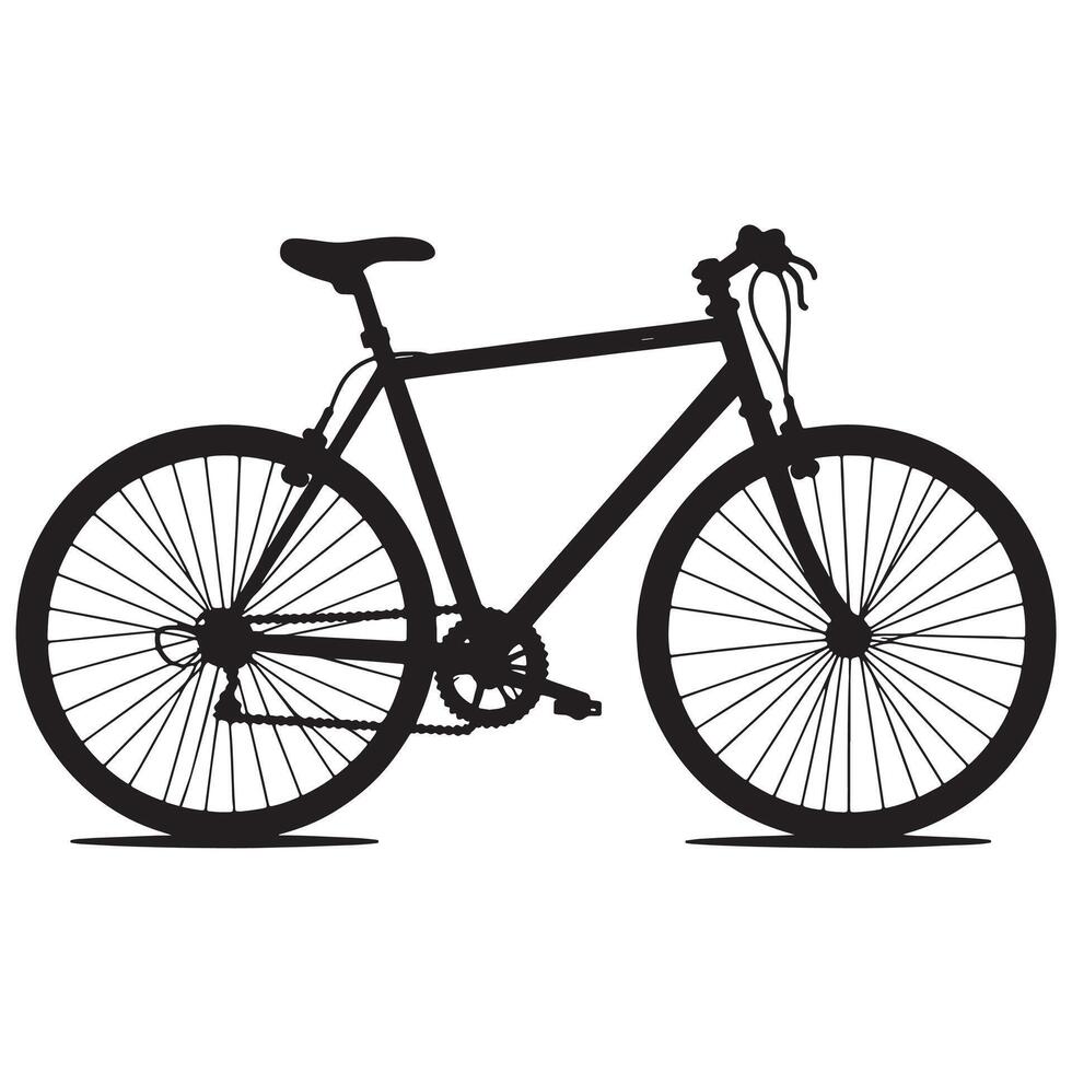 A black and white illustration of a bicycle vector