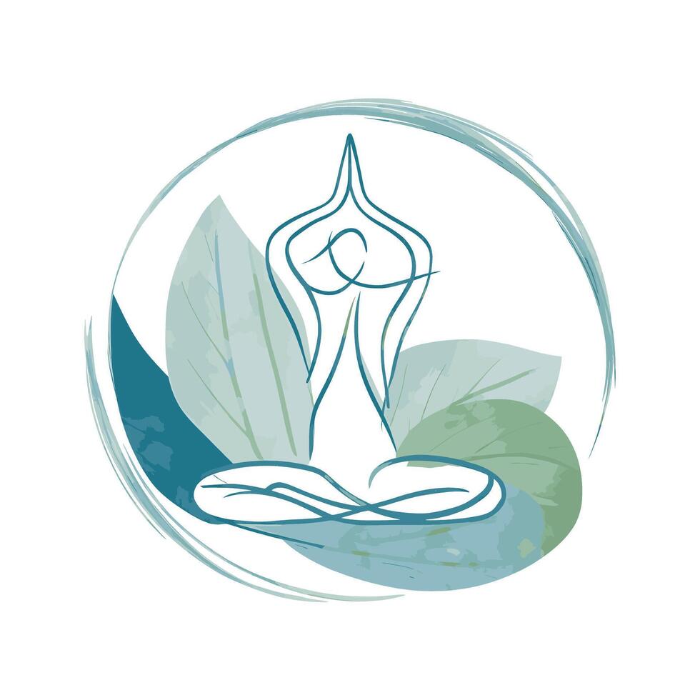 Yoga logo with a woman in lotus position vector