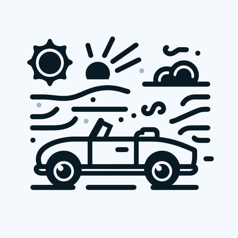 A car with a sun and clouds on it vector