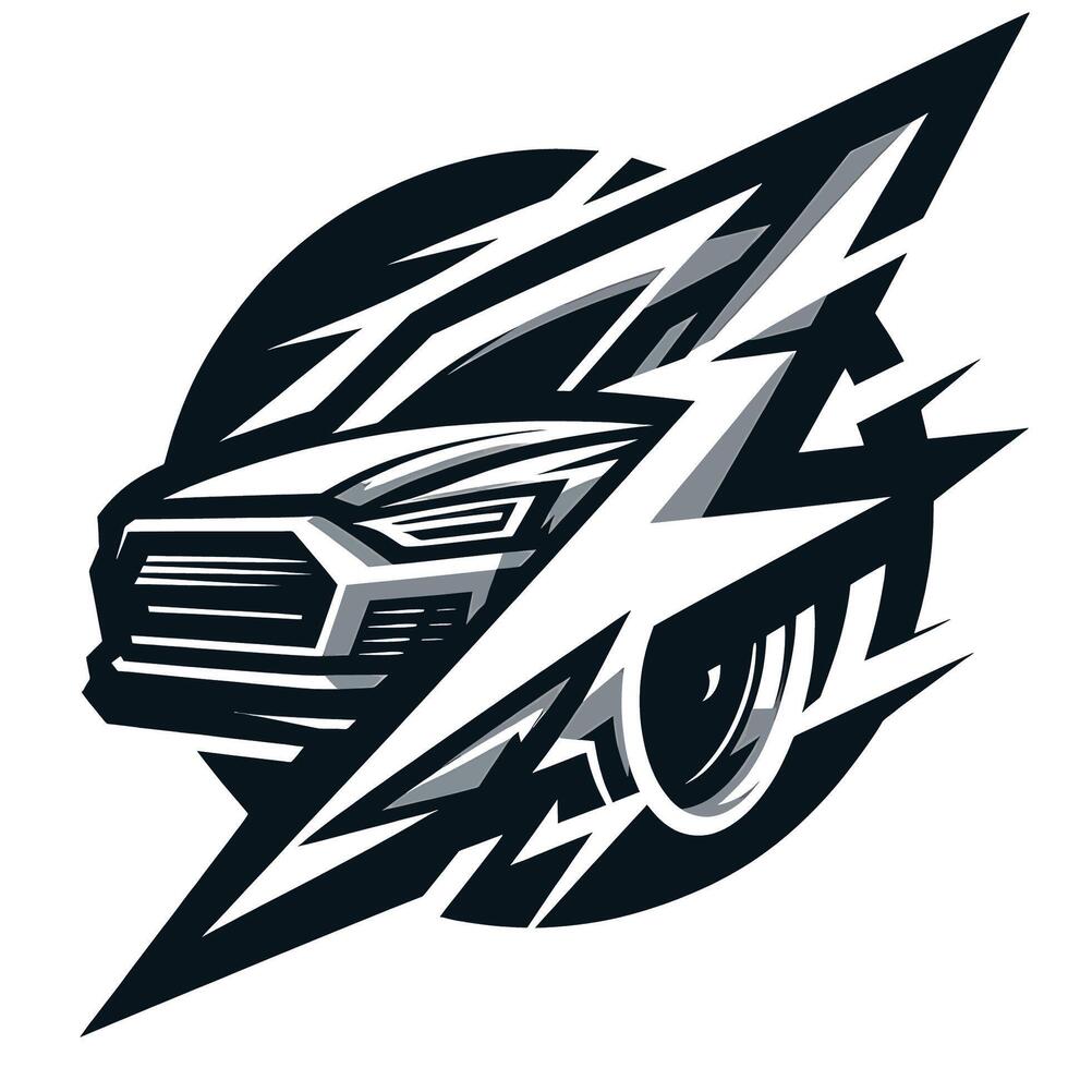The car is in the middle of a lightning bolt vector