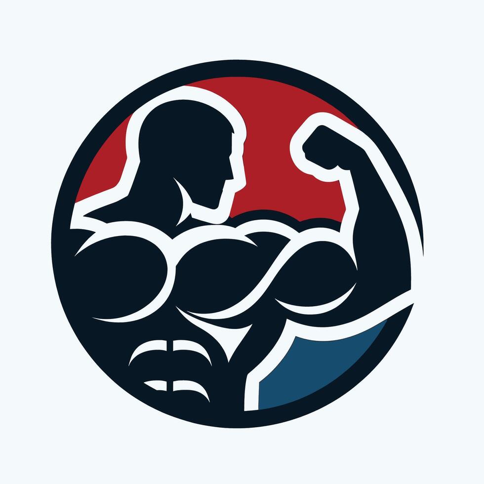 A man with a muscular body in a circle vector