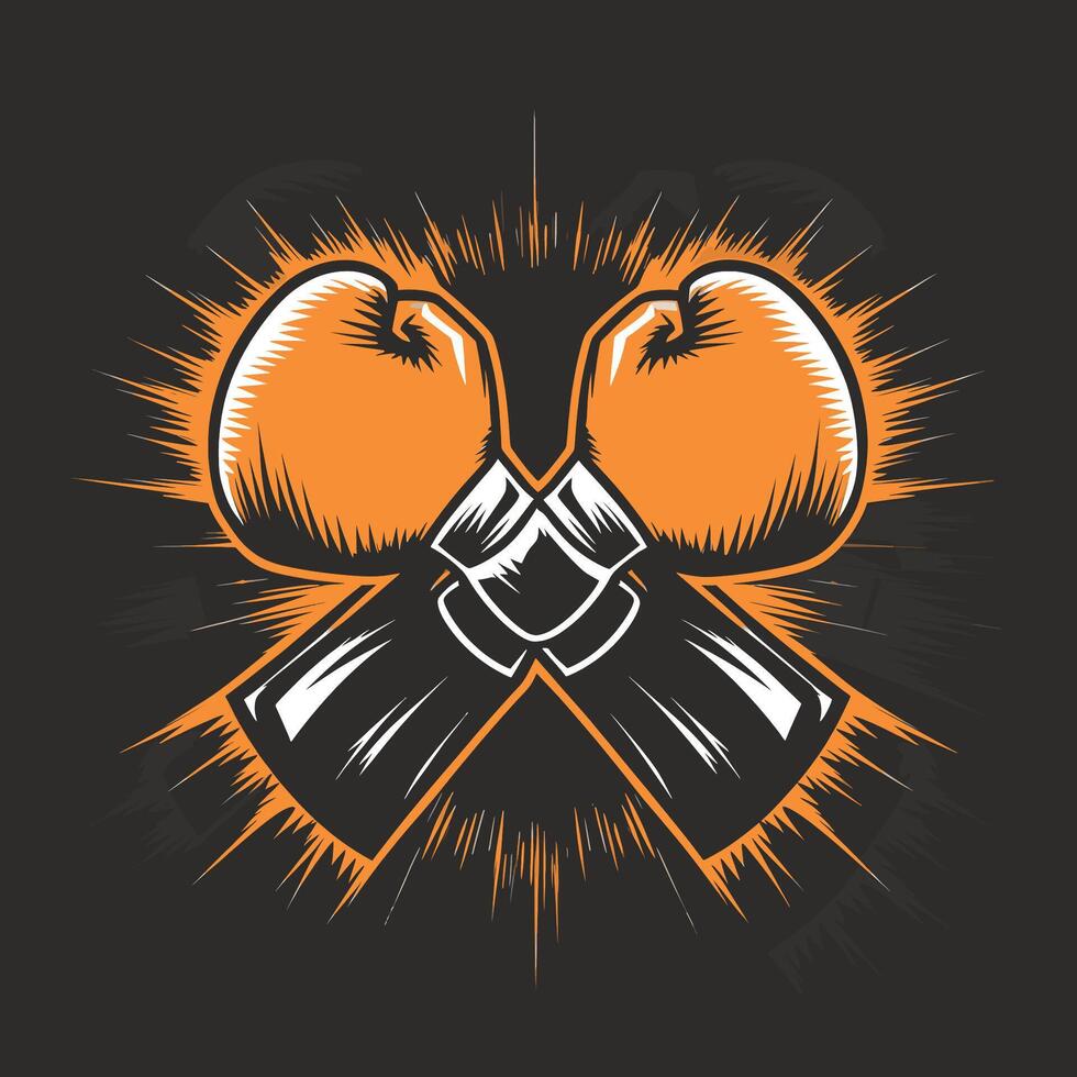 Two boxing gloves on a black background vector