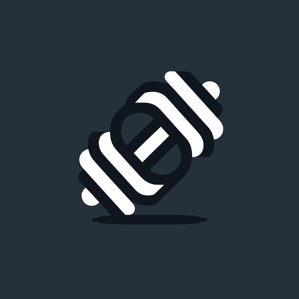A dumbbell icon on a dark background vector
