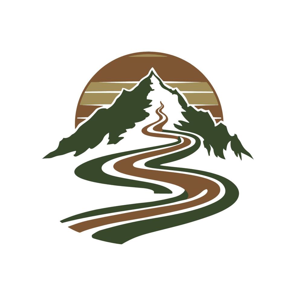 Mountain road logo design vector