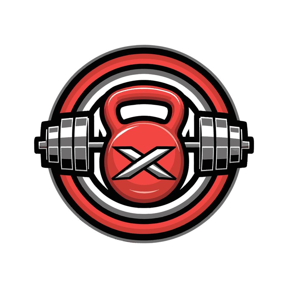 A red and black kettlebell logo vector